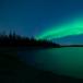 Beautiful Panorama of Aurora and Meteor over Alaskan Lake